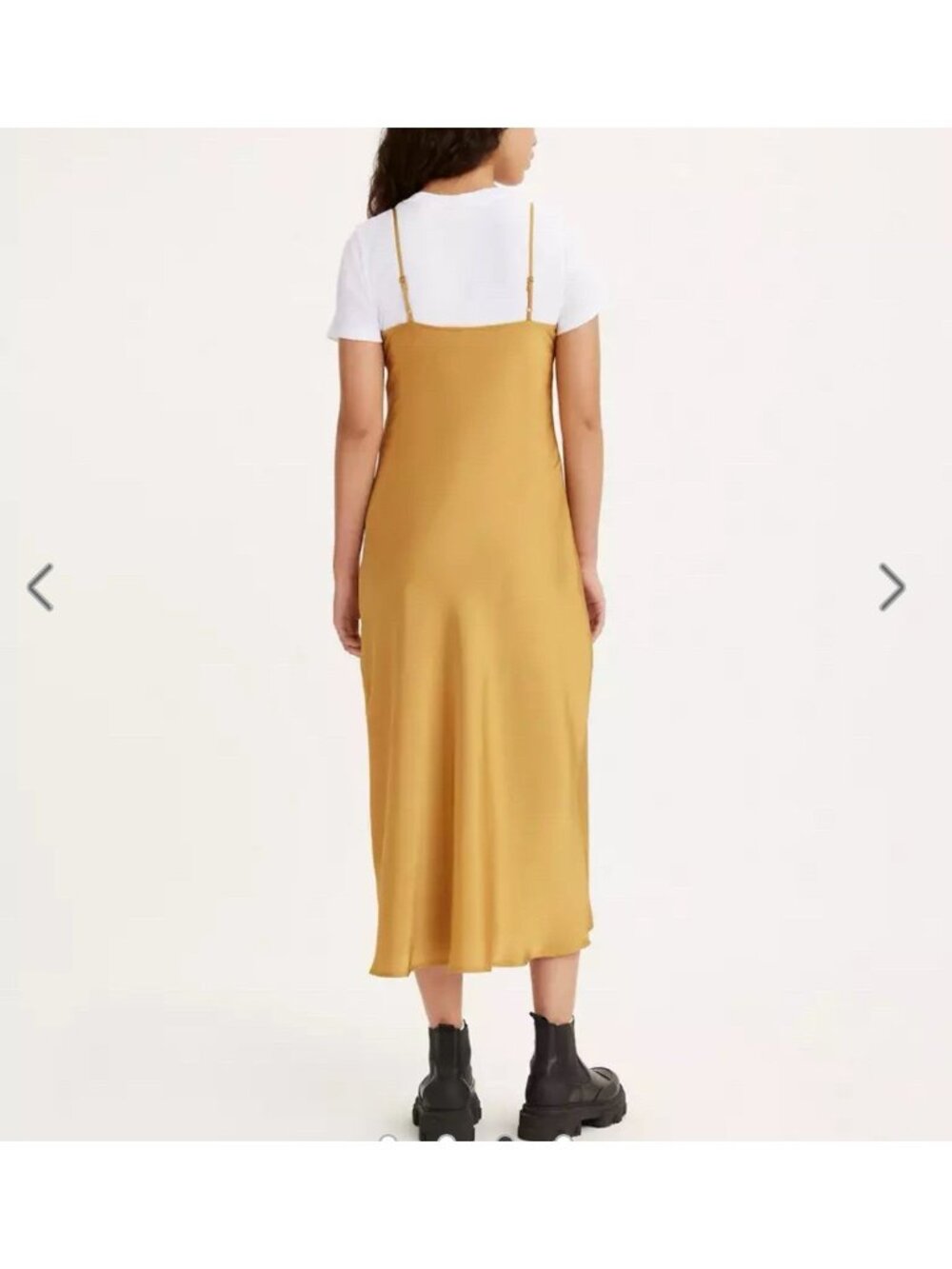 Levi's Dalia Slip Dress Gold Womens Sz L Silky Slip Dress Coquette - Picture 2 of 13
